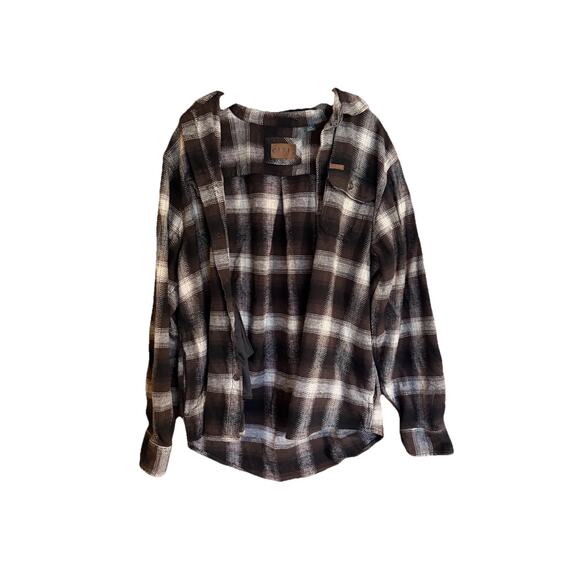 Orvis Jacket Mens XL Brown Plaid Pockets Thick Flannel Shirt Shacket Button Up - Picture 6 of 6